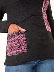 Roman Black Contrast Textured Knit Jumper - Image 6 of 6