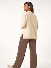 Roman Natural Boucle Diamond Stitch Jumper - Image 3 of 5