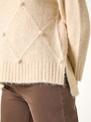 Roman Natural Boucle Diamond Stitch Jumper - Image 5 of 5