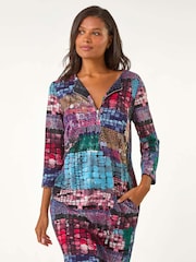 Roman Pink Pebble Spot Zip Detail Midi Dress - Image 1 of 5