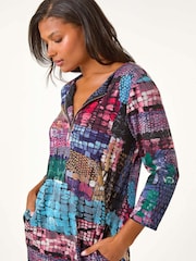 Roman Pink Pebble Spot Zip Detail Midi Dress - Image 4 of 5