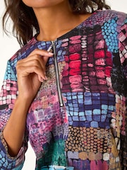 Roman Pink Pebble Spot Zip Detail Midi Dress - Image 5 of 5