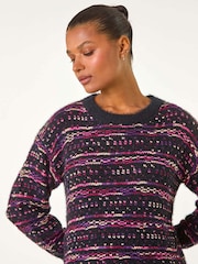 Roman Black Boucle Fringe Hem Tunic Jumper - Image 5 of 6