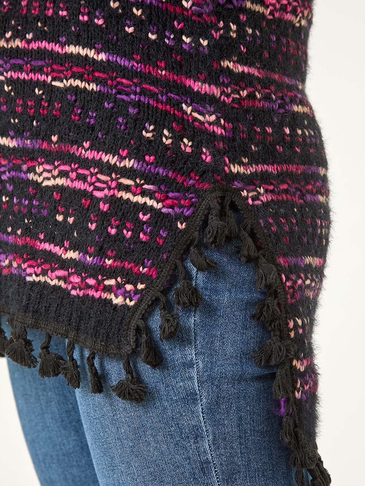 Roman Black Boucle Fringe Hem Tunic Jumper - Image 6 of 6