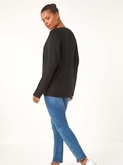 Roman Black Snowflake Knitted Top - Image 3 of 5