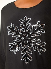 Roman Black Snowflake Knitted Top - Image 5 of 5