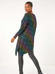 Roman Black Asymmetrical Foil Print Tunic - Image 3 of 5