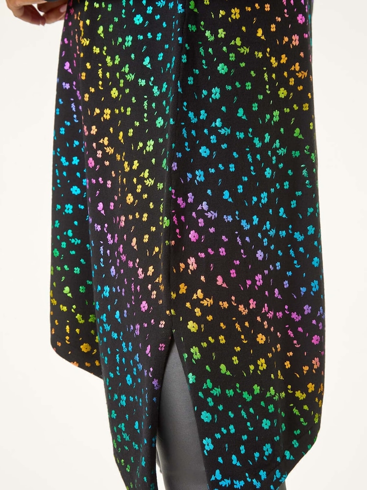 Roman Black Asymmetrical Foil Print Tunic - Image 5 of 5