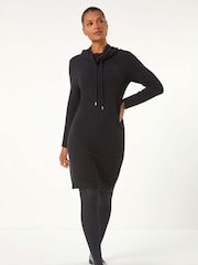 Roman Black Ribbed Cowl Neck Jumper Dress - Image 2 of 5