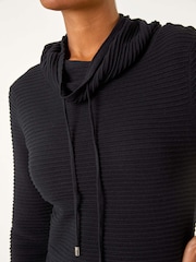 Roman Black Ribbed Cowl Neck Jumper Dress - Image 5 of 5