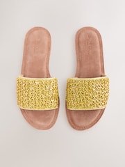 Lime Green Leather Standard/Wide Fit Forever Comfort® Beaded Flower Mules - Image 1 of 9