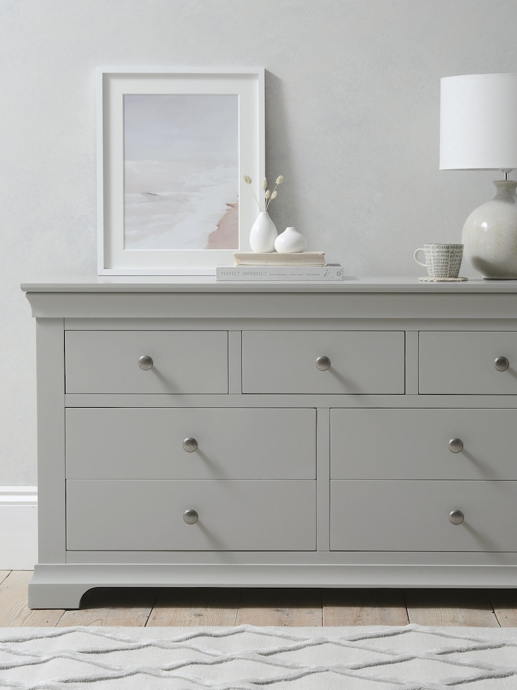 Cotswold Company Pebble Grey Chantilly 7 Drawer Wide Chest of Drawers - Image 1 of 5