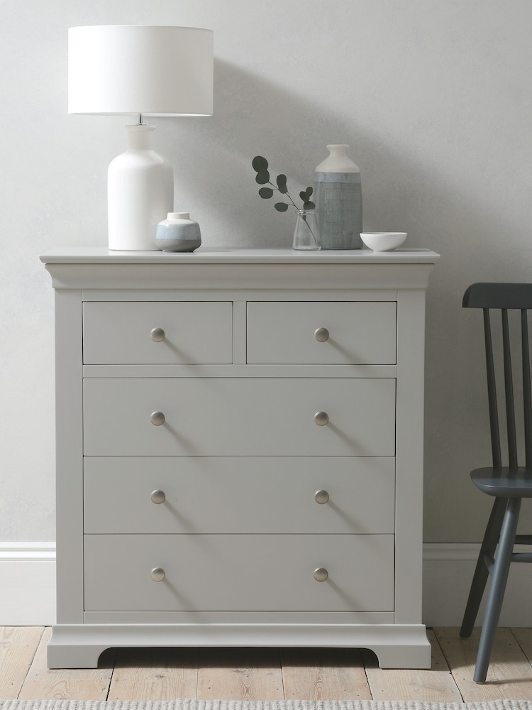 Cotswold Company Pebble Grey Chantilly 5 Drawer Chest of Drawers - Image 1 of 5