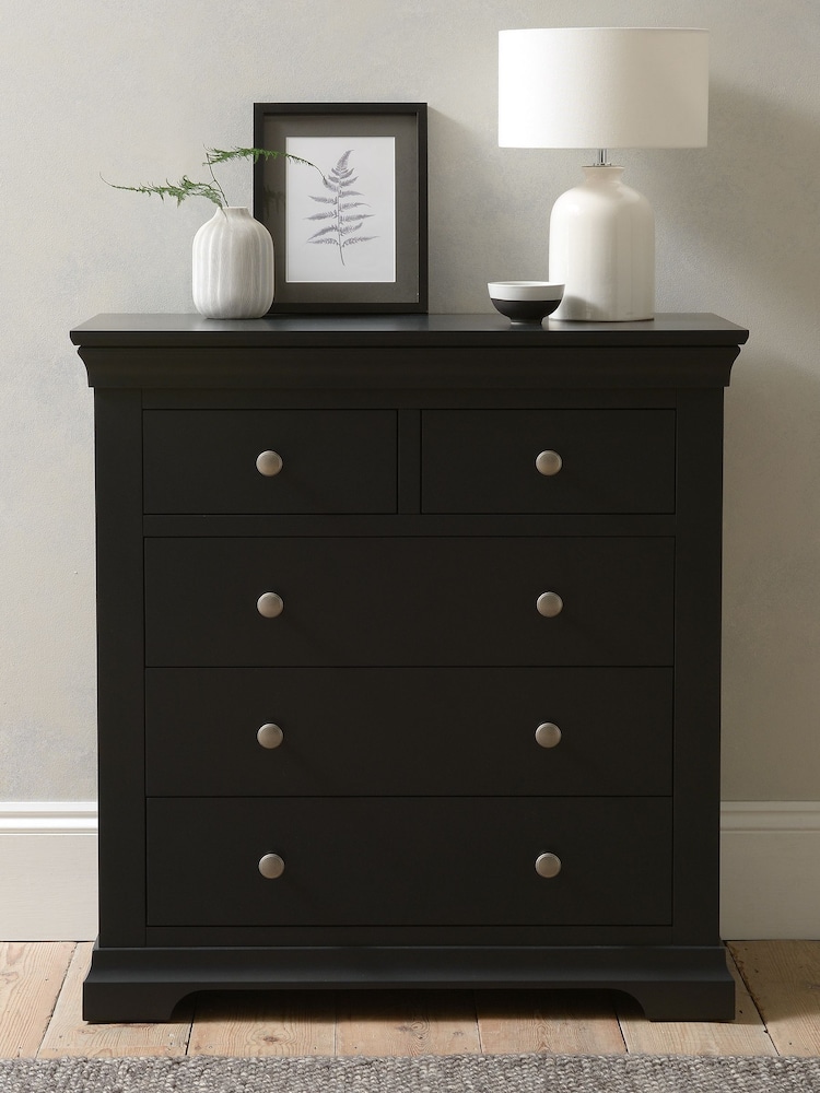 Cotswold Company Dusky Black Chantilly 5 Drawer Chest of Drawers - Image 2 of 6