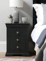 Cotswold Company Dusky Black Chantilly 3 Drawer Bedside Table - Image 1 of 4