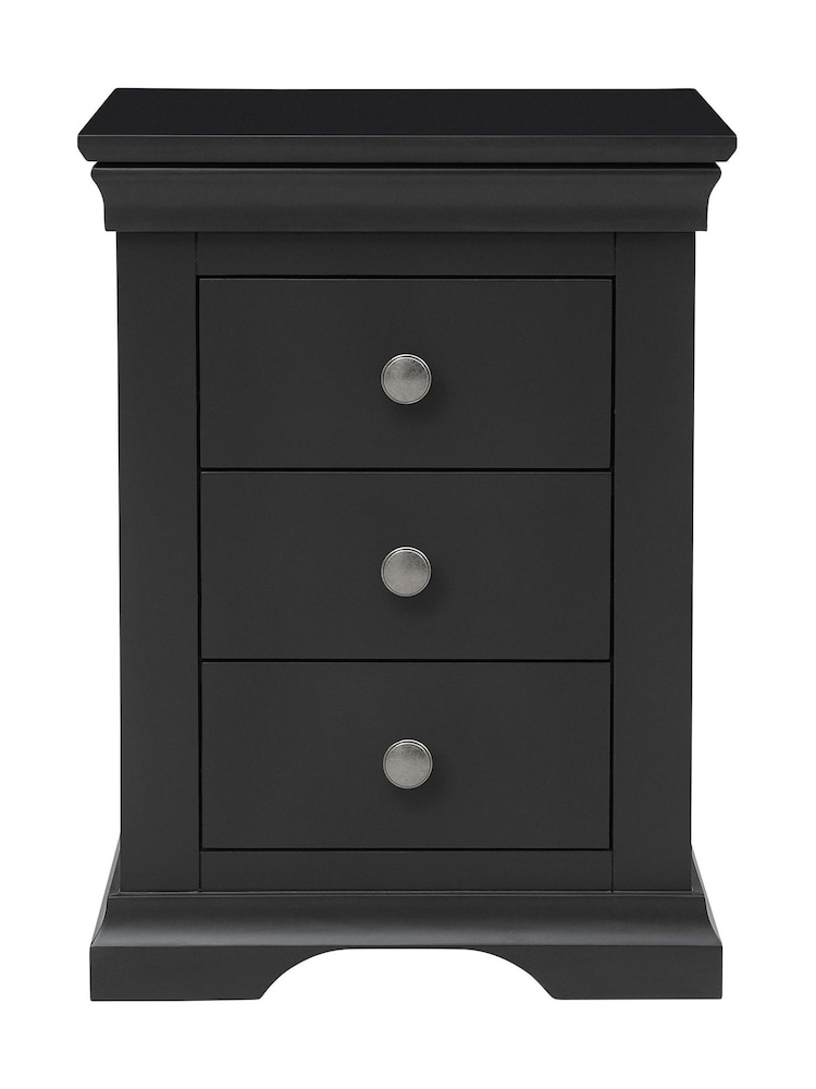 Cotswold Company Dusky Black Chantilly 3 Drawer Bedside Table - Image 2 of 4