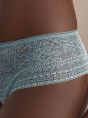 Blue High Waisted Thong Premium Lace Knickers - Image 3 of 5