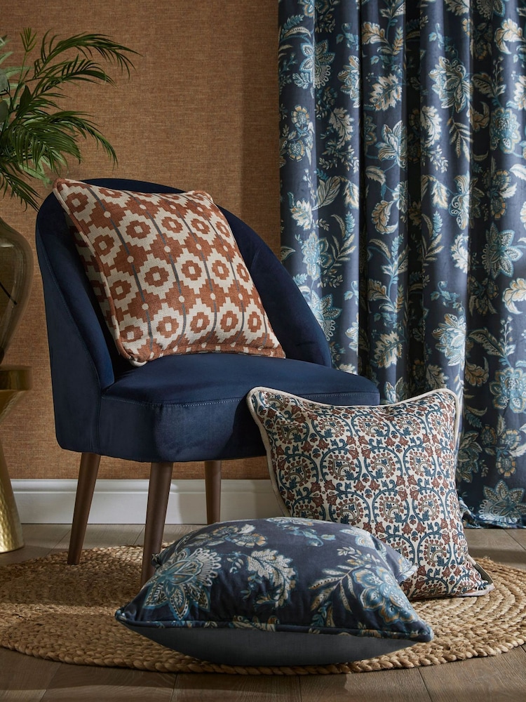 Esselle Blue Veda Linen Cushion - Image 1 of 5