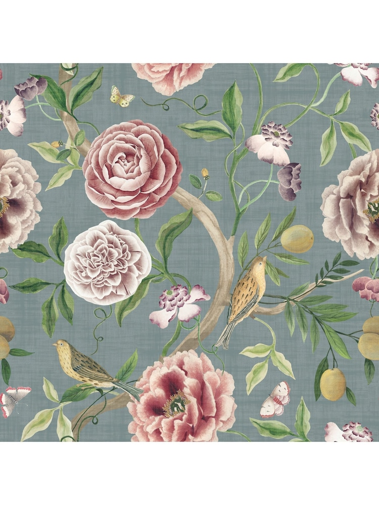 Esselle Blue Eden Plain/Chinoiserie Cushion - Image 2 of 2