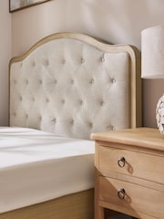 Soft Texture Light Natural Rose Wood Upholstered With Footend Bed Frame - Image 3 of 6