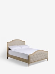 Soft Texture Light Natural Rose Buttoned Wooden Bed With Footend Frame - Image 8 of 9