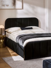 Soft Velvet Black Mia Upholstered Ottoman Storage Bed Frame - Image 1 of 7