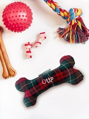 Personalised Christmas Tartan Dog Bone Toy by Jonnys Sister - Image 3 of 3