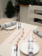 Personalised Vintage Christmas Reindeer 100% Cotton Table Runner by Jonnys Sister - Image 1 of 4