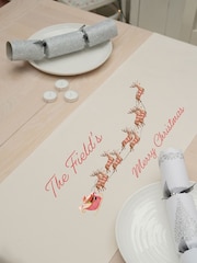 Personalised Vintage Christmas Reindeer 100% Cotton Table Runner by Jonnys Sister - Image 2 of 4