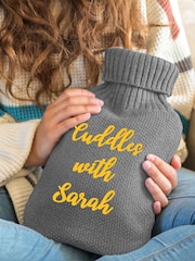 Personalised Grey Hot Water Bottle by Jonnys Sister - Image 2 of 3