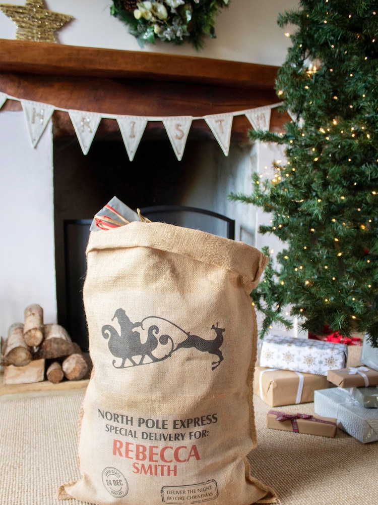 Personalised Large Hessian Christmas Sack Bag by Jonnys Sister - Image 2 of 3