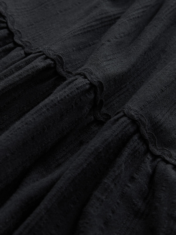 Black 100% Cotton Tiered Maxi Skirt - Image 9 of 9