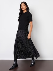 Threadbare Embellished Black Glitter Maxi Velvet Slip Skirt - Image 1 of 5