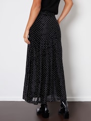 Threadbare Embellished Black Glitter Maxi Velvet Slip Skirt - Image 2 of 5