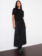 Threadbare Embellished Black Glitter Maxi Velvet Slip Skirt - Image 4 of 5