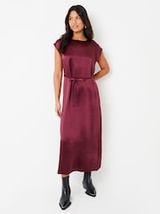 Threadbare Red Belted Satin Column Maxi Dress - Image 1 of 4