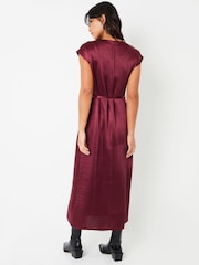 Threadbare Red Belted Satin Column Maxi Dress - Image 3 of 4