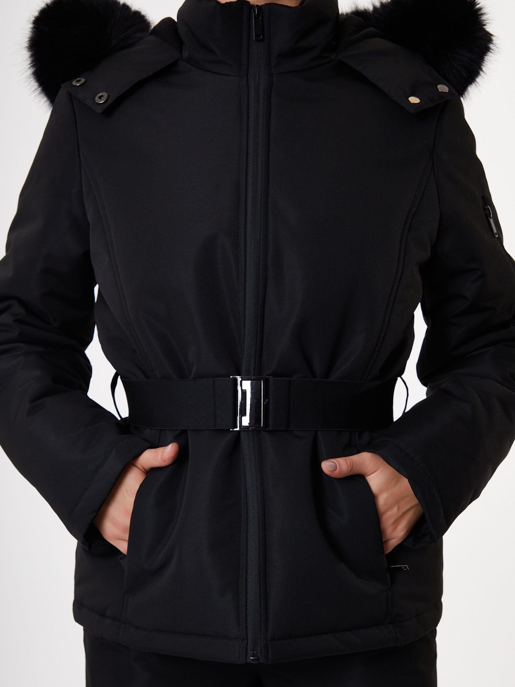 Buy Threadbare Black Belted Padded Ski Jacket from Next USA