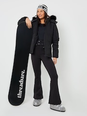 Threadbare Black Belted Padded Ski Jacket - Image 3 of 6