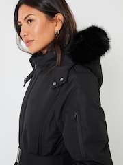 Threadbare Black Belted Padded Ski Jacket - Image 4 of 6