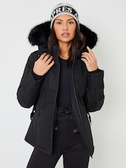 Threadbare Black Belted Padded Ski Jacket - Image 5 of 6