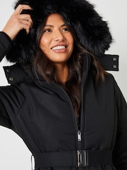 Threadbare Black Belted Padded Ski Jacket - Image 6 of 6