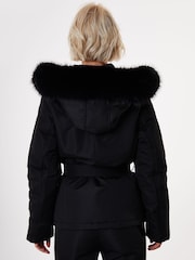 Threadbare Black Belted Padded Ski Jacket - Image 8 of 8