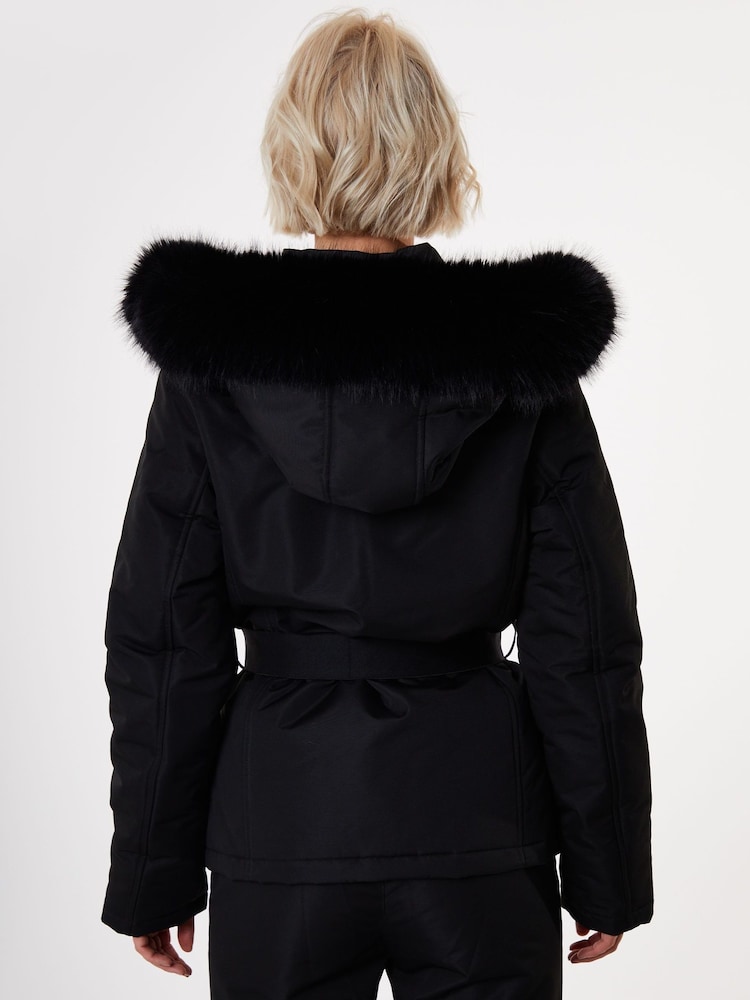 Threadbare Black Belted Padded Ski Jacket - Image 8 of 8 Threadbare Black Belted Padded Ski Jacket - Image 8 of 8