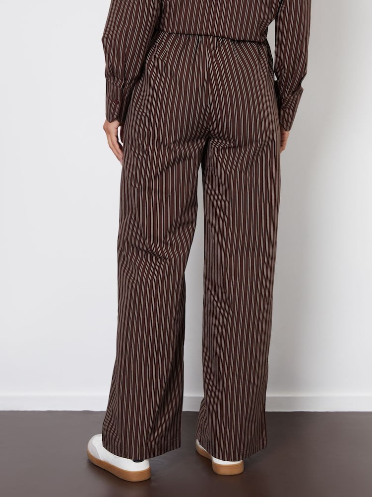 Threadbare Brown Striped Wide Leg Trousers - Image 4 of 4