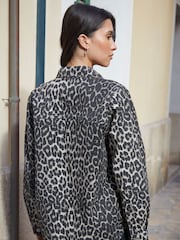 Threadbare Animal Leopard Print Denim 100% Cotton Shacket - Image 2 of 4