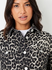 Threadbare Animal Leopard Print Denim 100% Cotton Shacket - Image 4 of 4