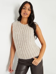 Threadbare Natural Chunky Knitted Vest - Image 1 of 4