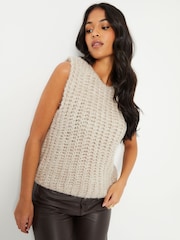 Threadbare Natural Chunky Knitted Vest - Image 4 of 4