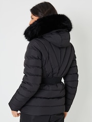Threadbare Black Belted Puffer Ski Jacket - Image 3 of 5